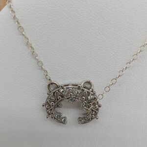 Sterling Silver 925 Initial C Necklace 18" Dainty Pave Crystal Alphabet Pendant